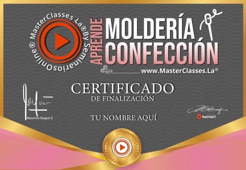 Certificado de Aprende Moldería y Confección