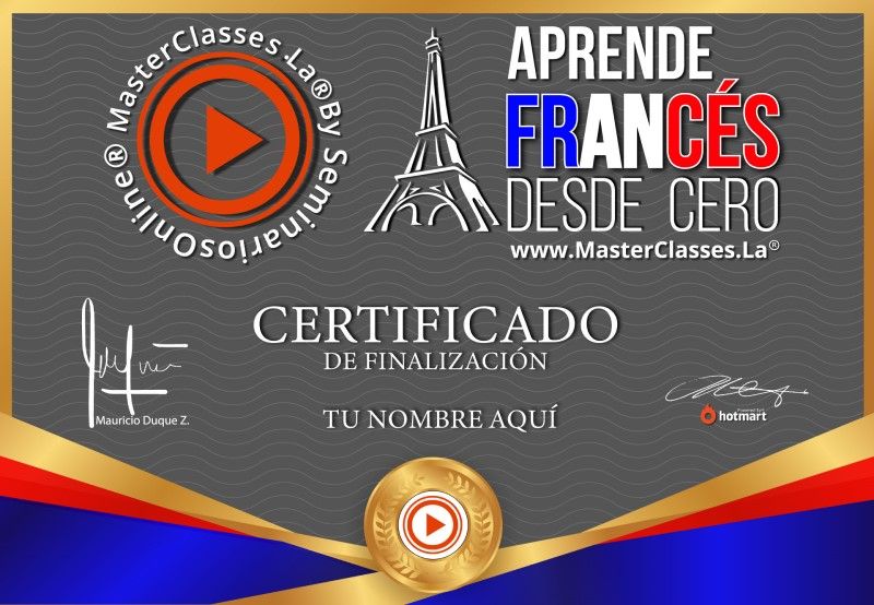 Certificado de Aprende Francés desde Cero