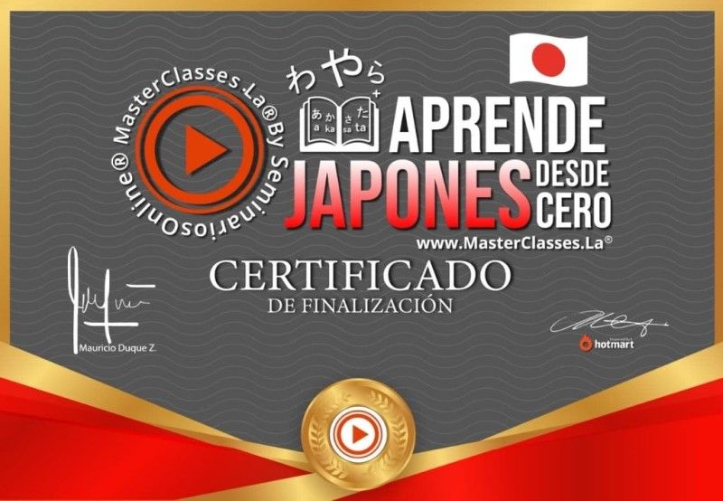 Certificado de Aprende Japonés desde Cero