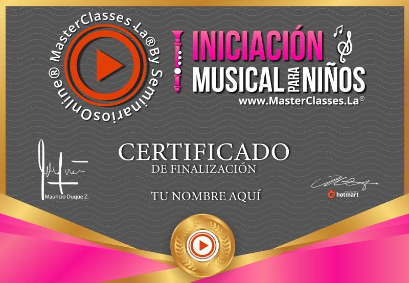 Certificado de Iniciación Musical para Niños