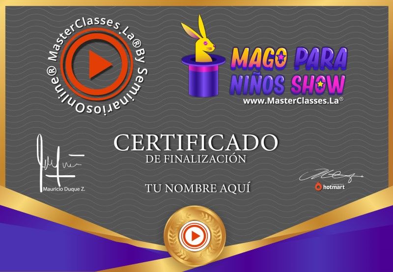 Certificado de Mago para Niños Show