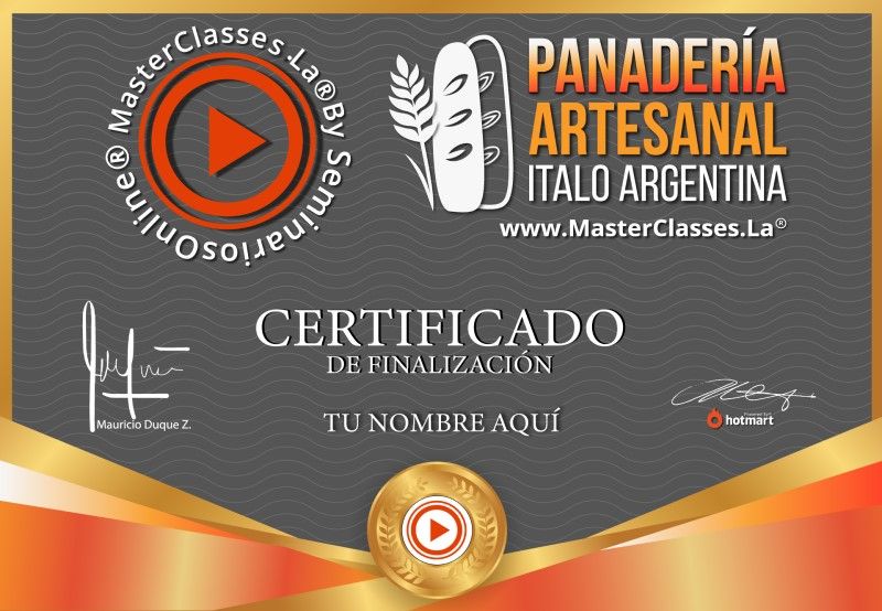 Certificado de Panadería Artesanal Ítalo Argentina