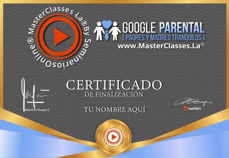 Certificado de Google Parental (Padres y Madres Tranquilos)
