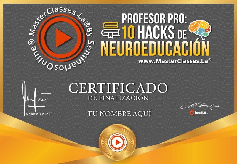 Certificado de Profesor Pro - 10 Hacks de Neuroeducación