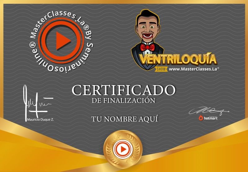 Certificado de Ventriloquia Show