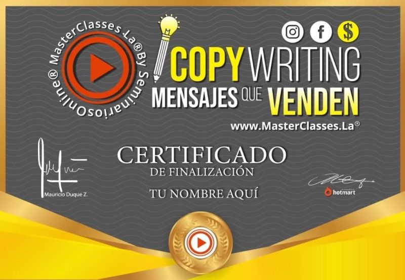 Certificado de Copywriting Mensajes que Venden