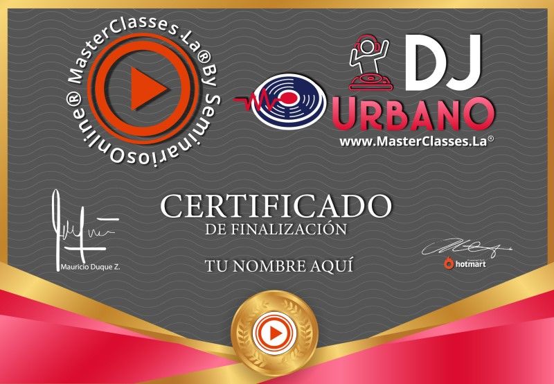 Certificado de Dj Urbano