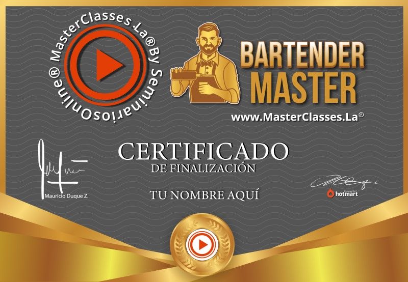 Certificado de Bartender Master