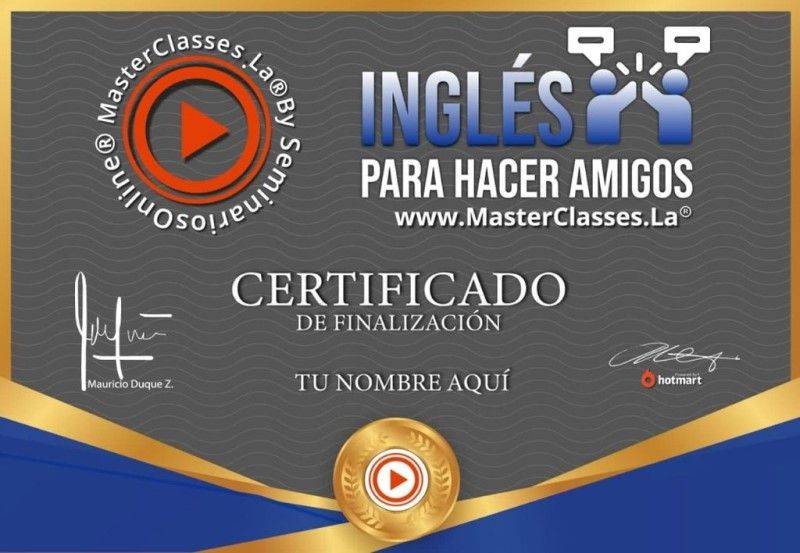 Certificado de Inglés Para Hacer Amigos