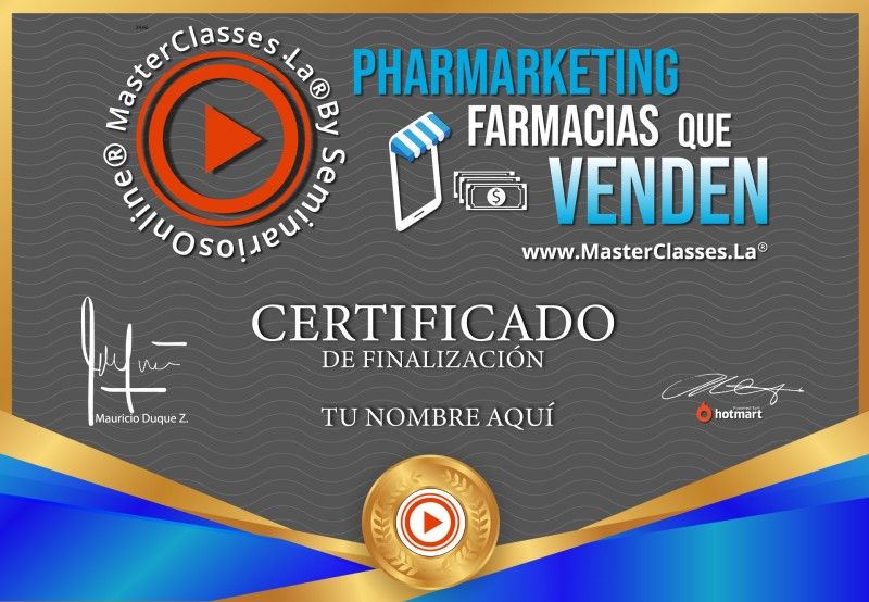 Certificado de Pharmarketing Farmacias que Venden