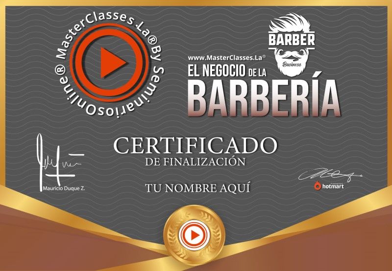 Certificado de El Negocio de la Barberia