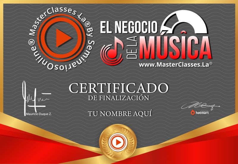 Certificado de El Negocio de la Música