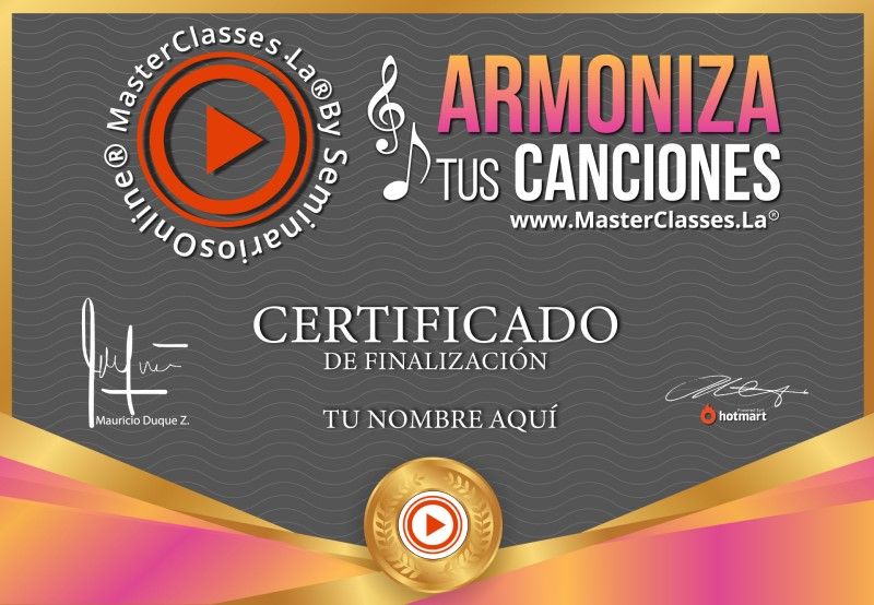 Certificado de Armoniza Tus Canciones