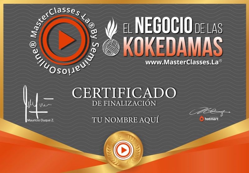 Certificado de El Negocio de las Kokedamas
