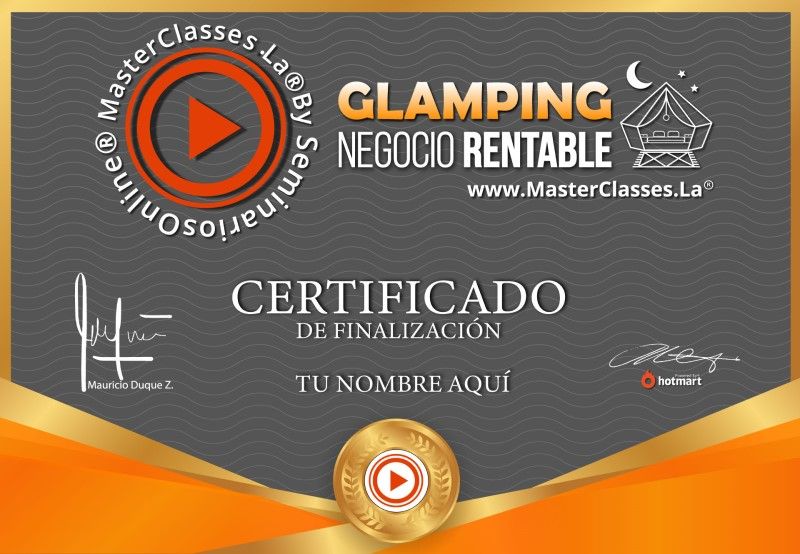 Certificado de Glamping Negocio Rentable