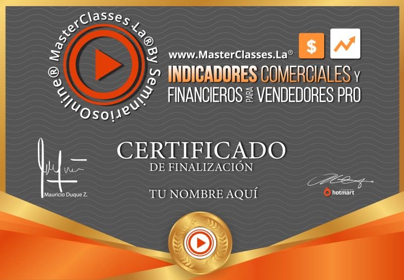 Certificado de Indicadores Comerciales y Financieros para Vendedores Pro