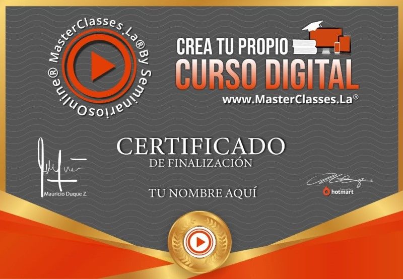 Certificado de Crea Tu Propio Curso Digital