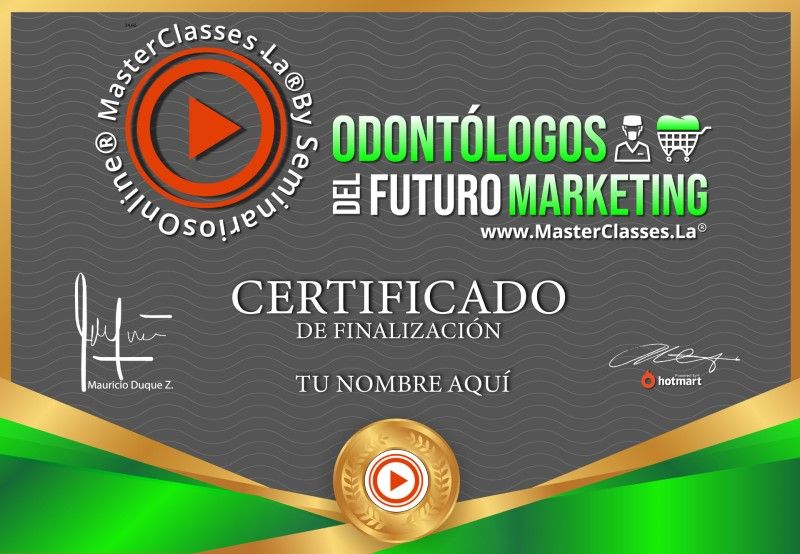 Certificado de Odontólogos del Futuro Marketing