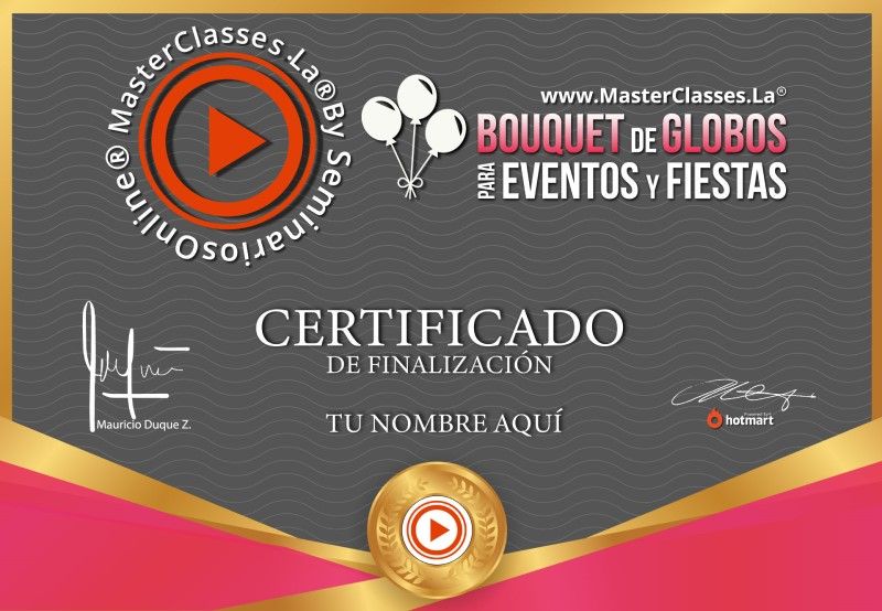 Certificado de Bouquet de Globos para Eventos y Fiestas