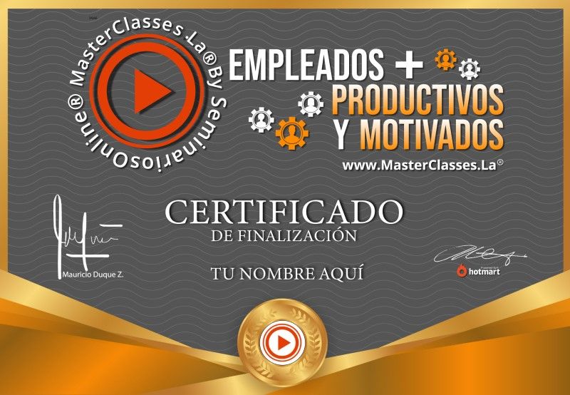 Certificado de Empleados más Productivos y Motivados