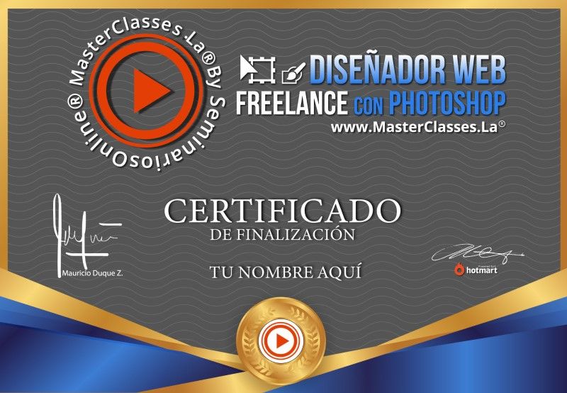 Certificado de Diseñador Web Freelance con Photoshop