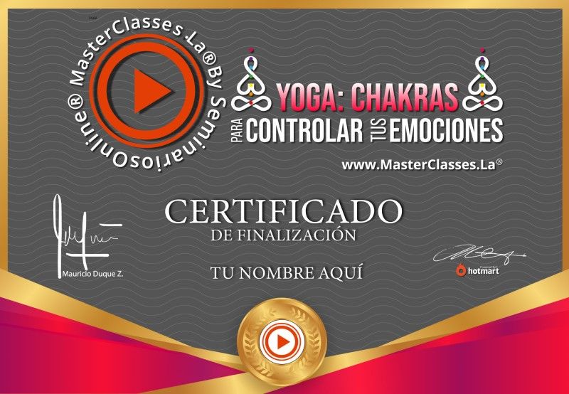 Certificado de Yoga - Chakras para Controlar tus Emociones