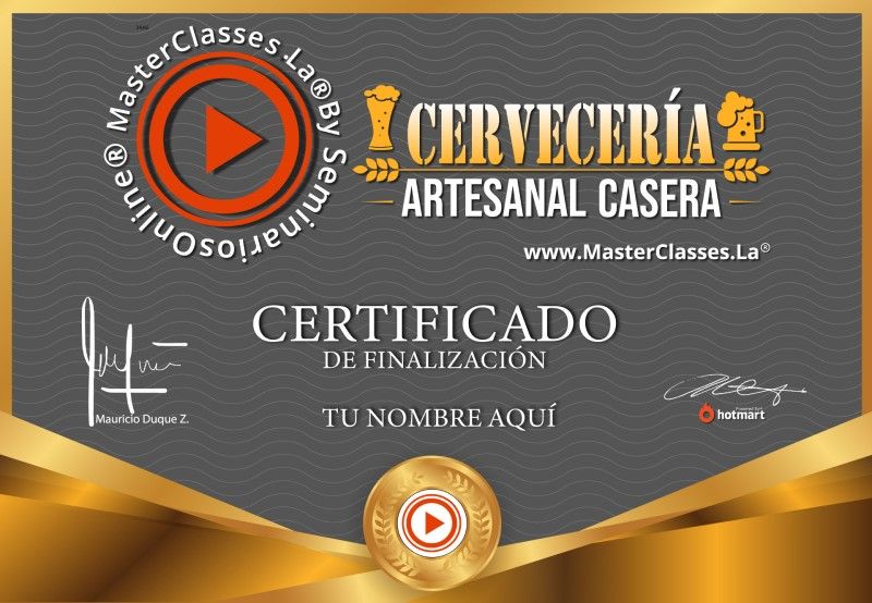Certificado de Cervecería Artesanal Casera