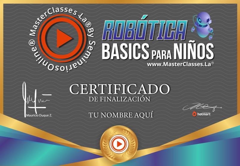 Certificado de Robótica Basics para Niños