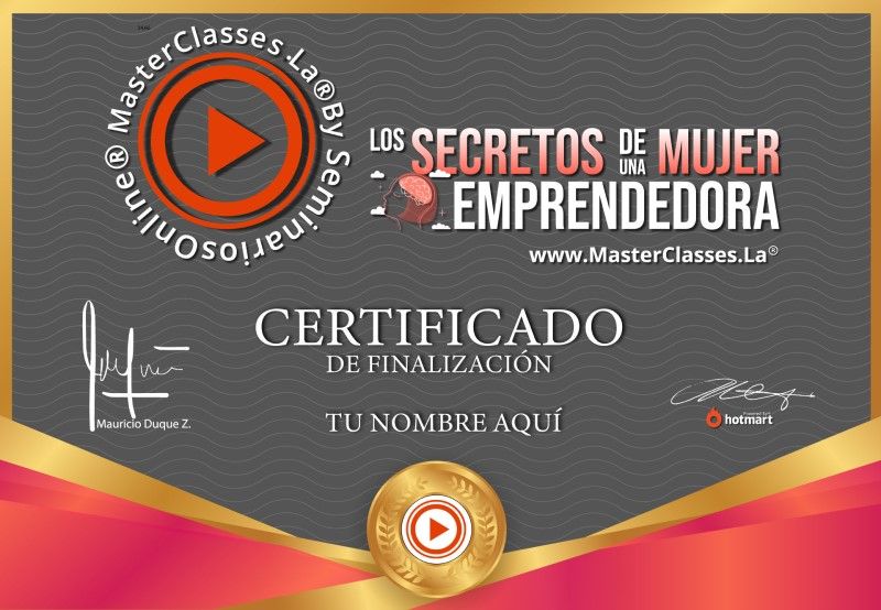 Certificado de Los Secretos de una Mujer Emprendedora
