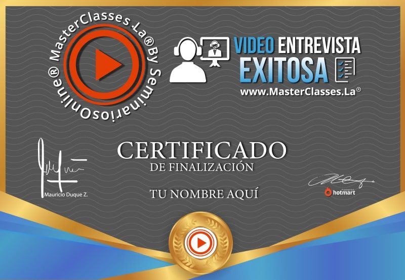 Certificado de Video Entrevista Exitosa
