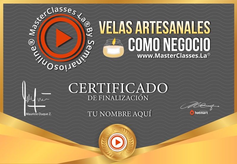 Certificado de Velas Artesanales como Negocio