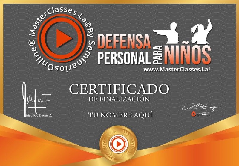 Certificado de Defensa Personal para Niños