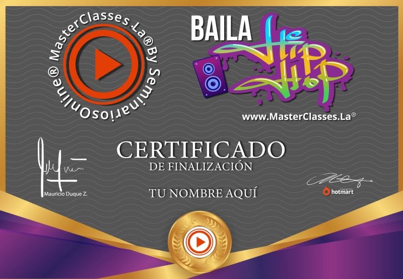 Certificado de Baila Hip Hop