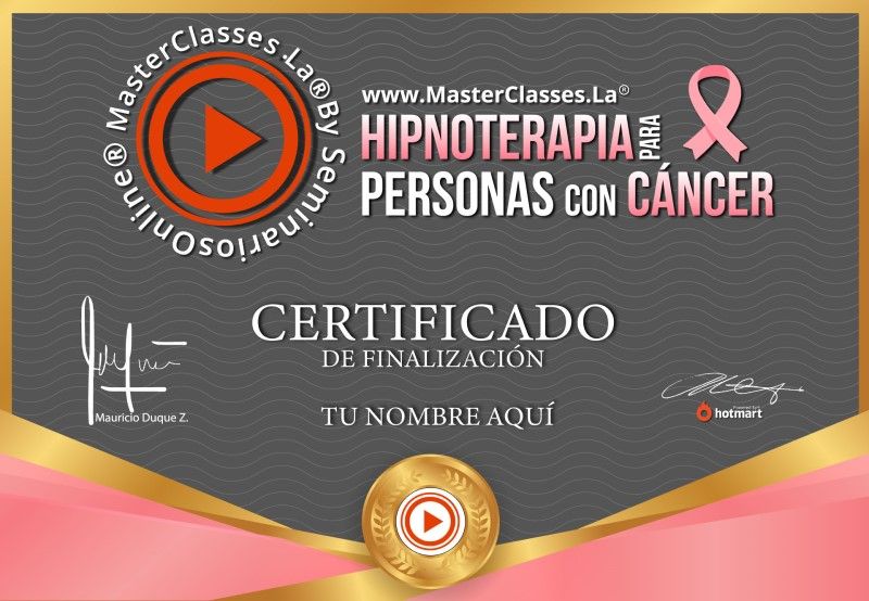 Certificado de Hipnoterapia para Personas con Cáncer