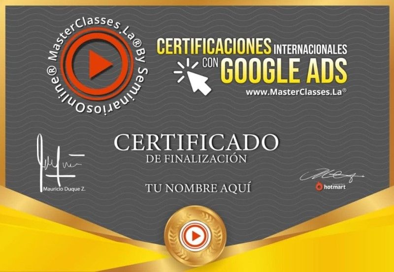 Certificado de Certificaciones Internacionales Con Google Ads