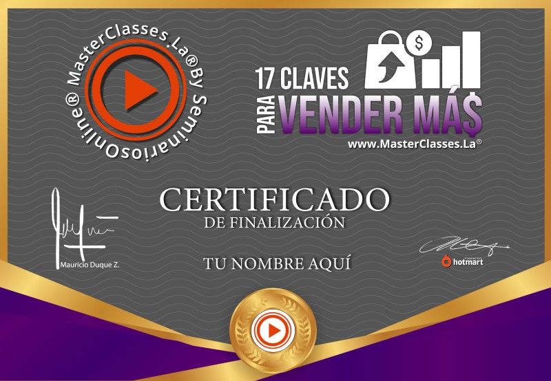 Certificado de 17 Claves para Vender Más