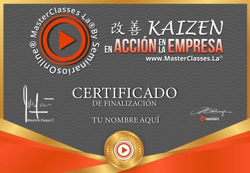 Certificado de Kaizen en Acción en la Empresa