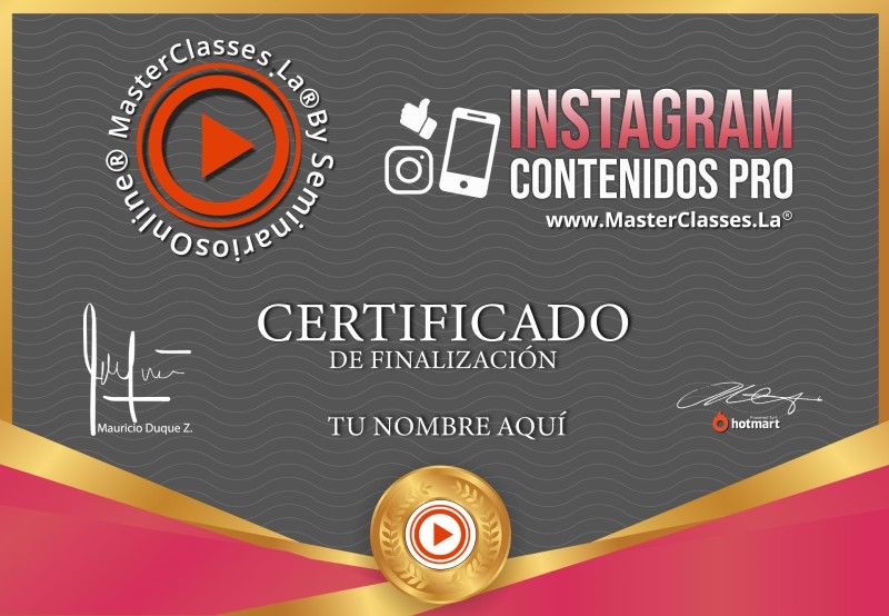 Certificado de Instagram Contenidos Pro