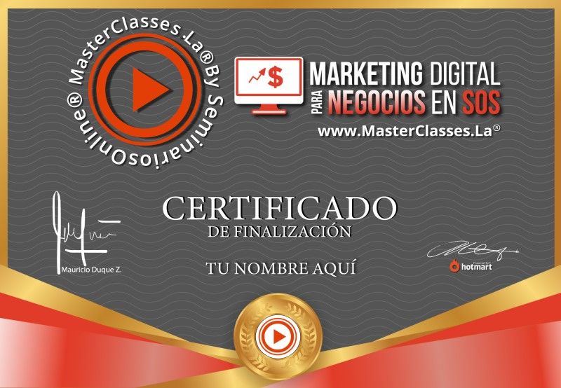 Certificado de Marketing Digital para Negocios en SOS