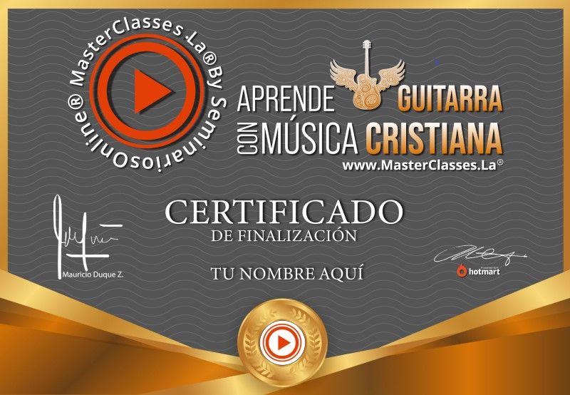 Certificado de Aprende Guitarra con Música Cristiana
