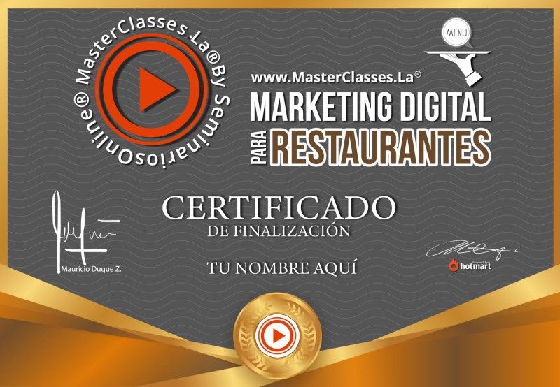 Certificado de Marketing Digital para Restaurantes