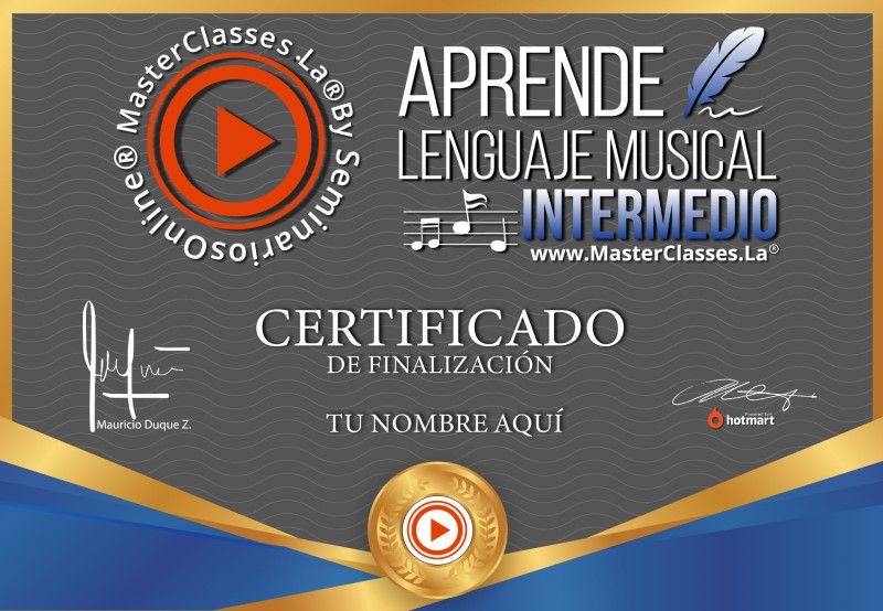 Certificado de Aprende Lenguaje Musical Intermedio