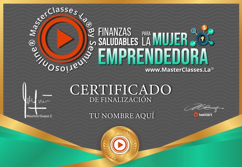 Certificado de Finanzas Saludables para la Mujer Emprendedora