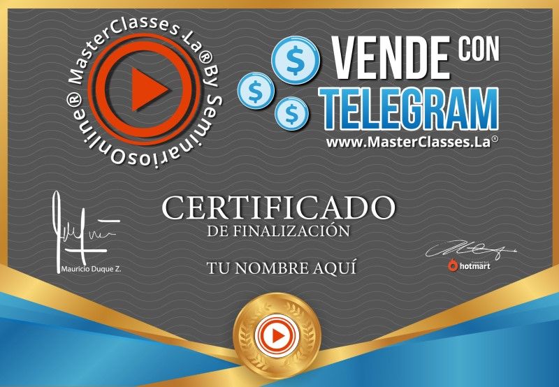 Certificado de Vende con Telegram