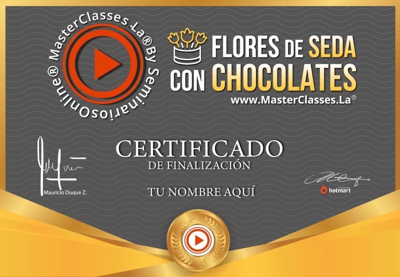 Certificado de Flores de Seda con Chocolate