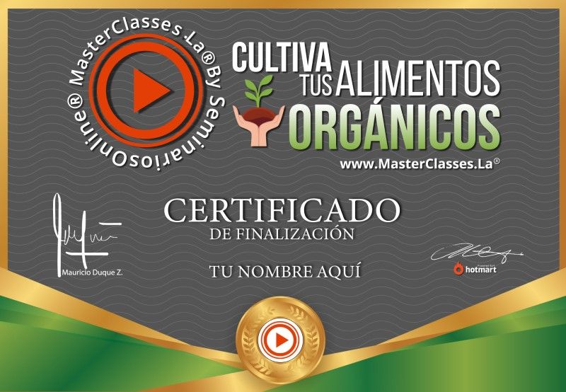 Certificado de Cultiva tus Alimentos Orgánicos