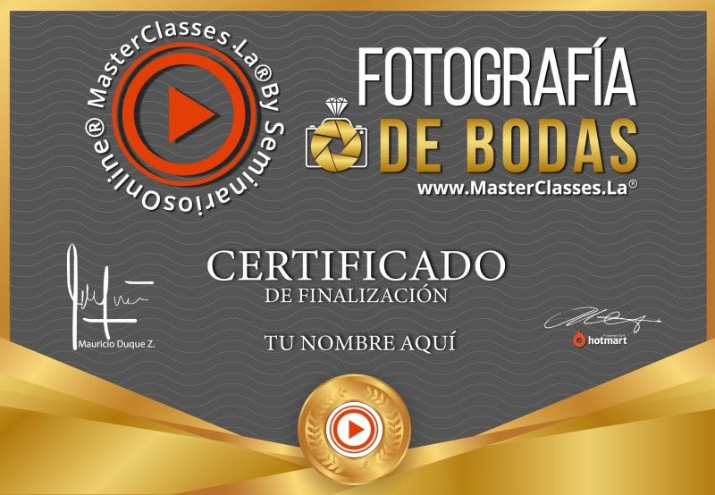 Certificado de Fotografía de Bodas
