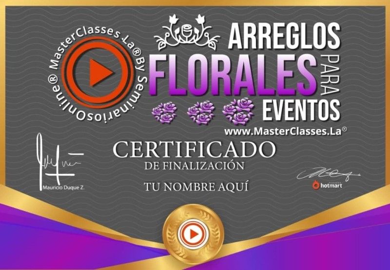 Certificado de Arreglos Florales para Eventos