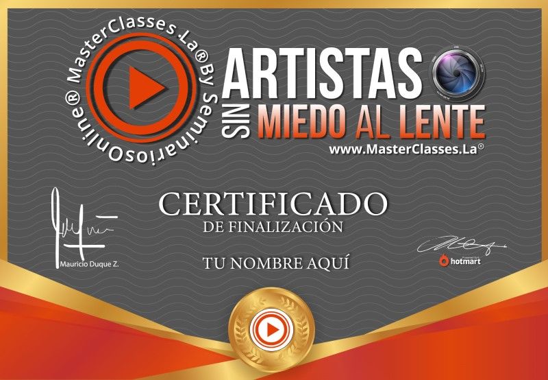 Certificado de Artistas sin Miedo al Lente