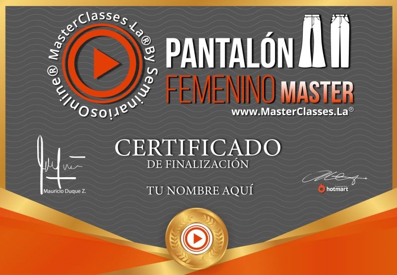 Certificado de Pantalón Femenino Master